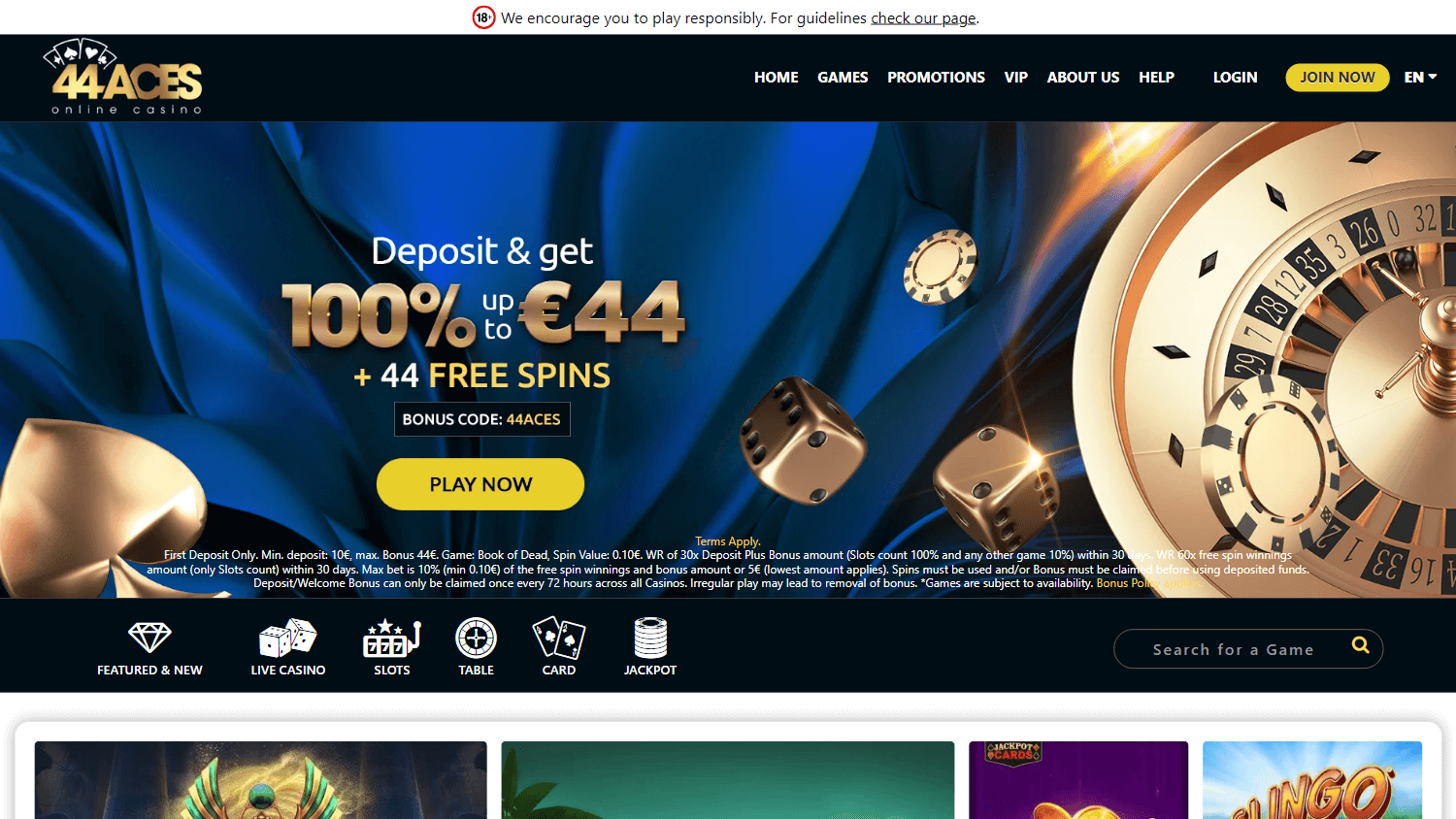 44Aces Casino Desktop screenshot