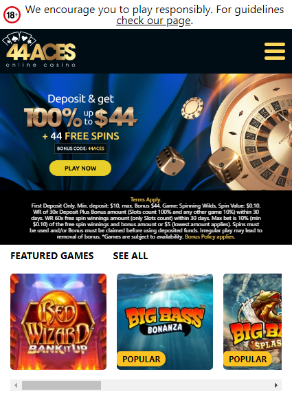44Aces Casino Mobile screenshot